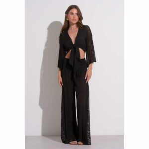 Crop Top Elan mangas caladas negro