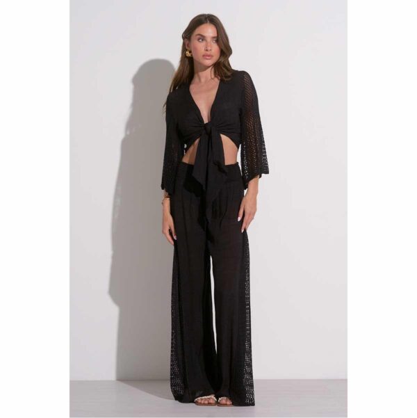 Crop Top Elan mangas caladas negro