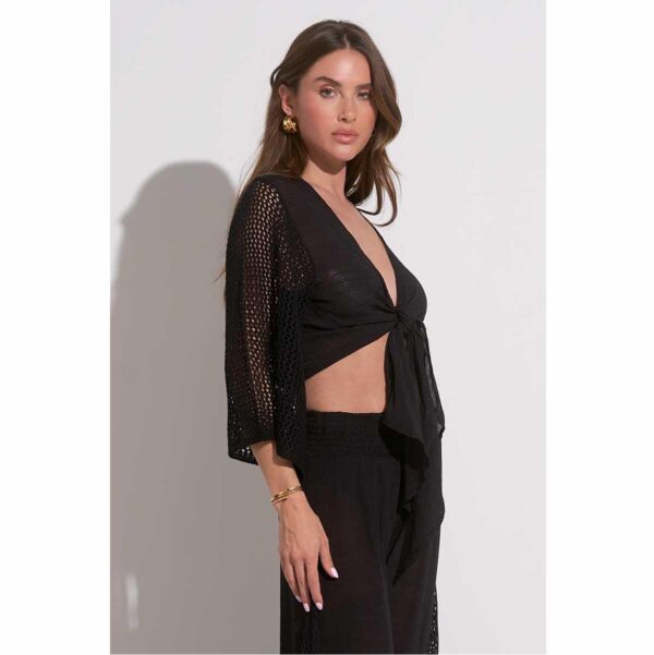 Crop Top Elan mangas caladas negro - Imagen 3