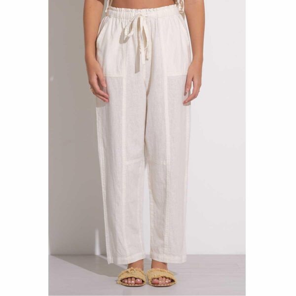 Pantalon Elan tipo lino blanco - Imagen 2