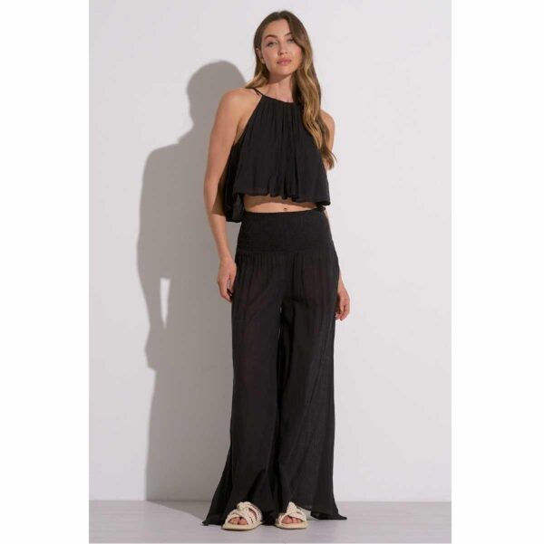 Crop top Elan cuello alto algodón negro