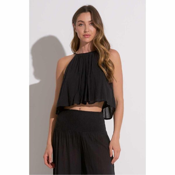 Crop top Elan cuello alto algodón negro - Imagen 2