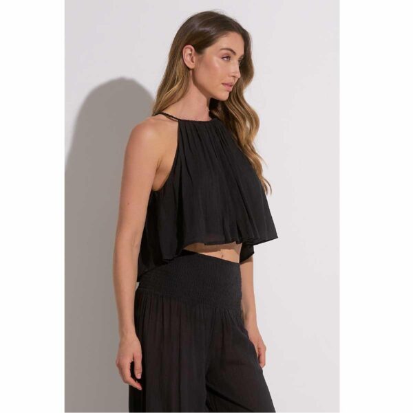 Crop top Elan cuello alto algodón negro - Imagen 3
