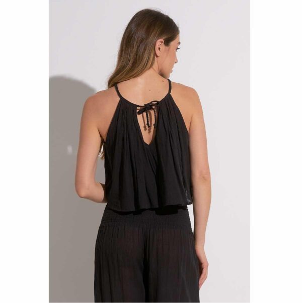 Crop top Elan cuello alto algodón negro - Imagen 4