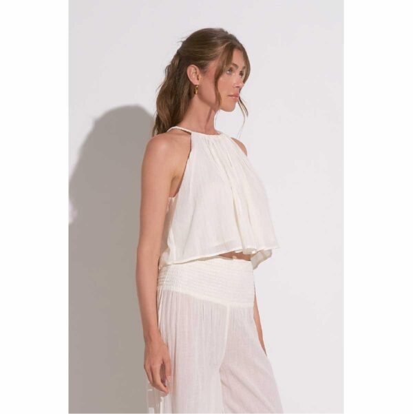 Crop top Elan cuello alto algodón blanco - Imagen 2