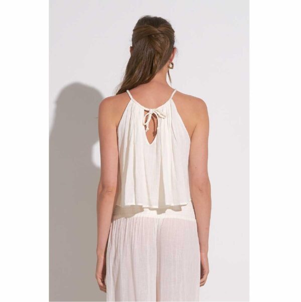 Crop top Elan cuello alto algodón blanco - Imagen 3