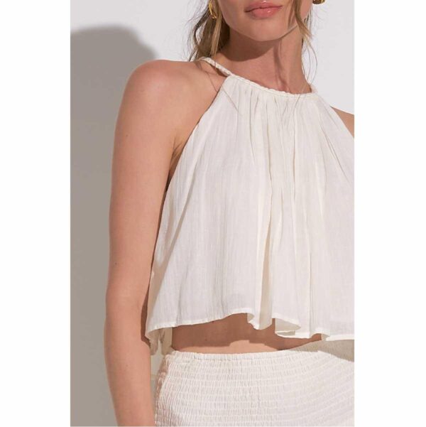 Crop top Elan cuello alto algodón blanco - Imagen 4