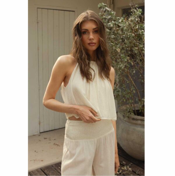 Crop top Elan cuello alto algodón blanco - Imagen 5