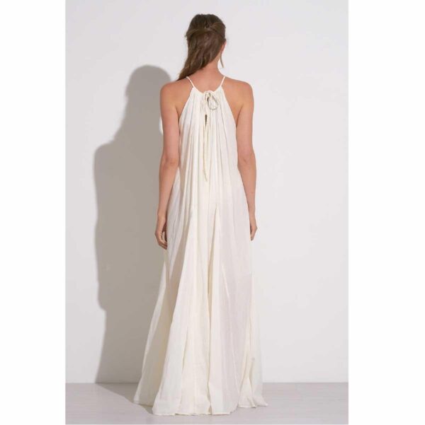 Vestido Elan largo algodón cuello alto blanco - Imagen 4