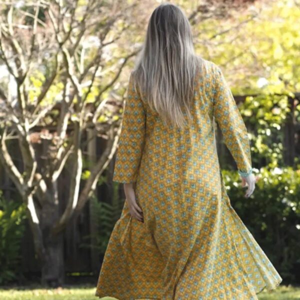 Vestido Dolma largo Calypso mostaza - Imagen 2