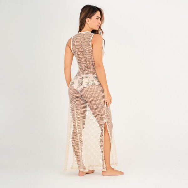 Vestido Garotas largo malla blanca con dorado luxury - Imagen 3