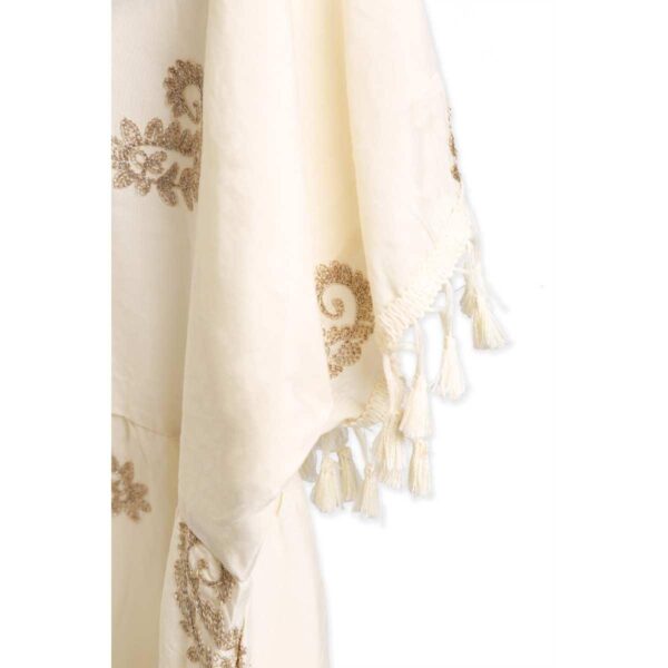 Vestido Jasmine corto flojo blanco con bordado dorado - Imagen 2
