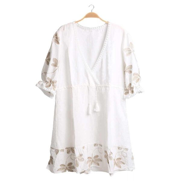 Vestido Jasmine corto blanco con mangas bordadas