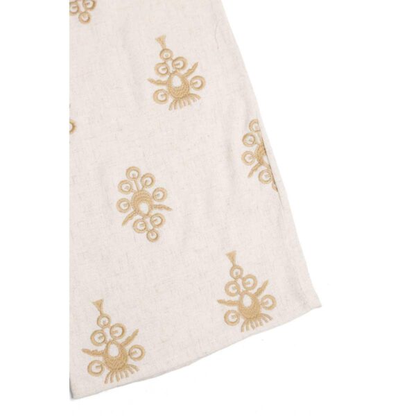 Pantalon Jasmine  tipo lino beige con figuras bordadas doradas - Imagen 4