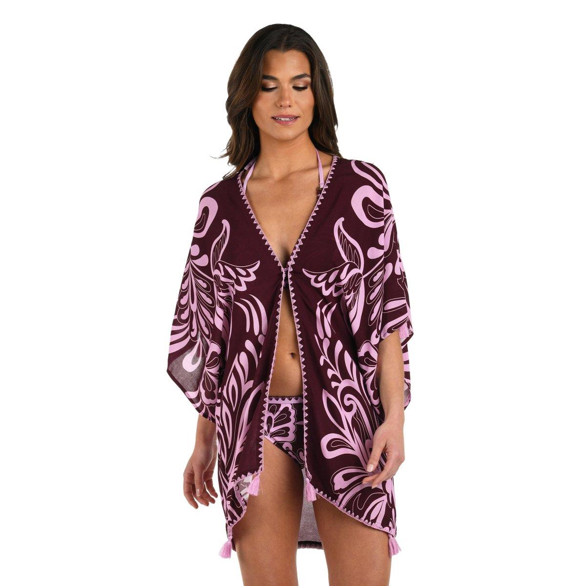 226090 Patchwork Kimono Top: Pink Flora Aura