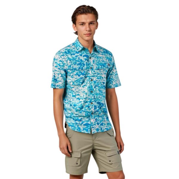 Camisa Hook & Tackle M/C Performance Fishtek aqua hombre - Imagen 2