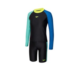 Set de Rashguard y Jammer Speedo M/L 2pzas Colourblock niño negro/azul/aqua