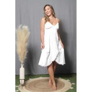 Vestido Giocam Abanico largo blanco