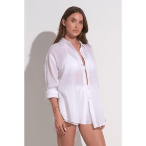 Camisa Elan algodón M/L con botones blanca