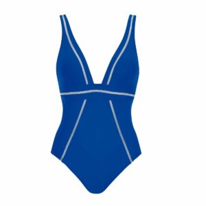 Calzoneta Sunflair 22090 azul rey costuras blancas escote v