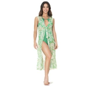 Kimono Garotas largo Jacaranda verde