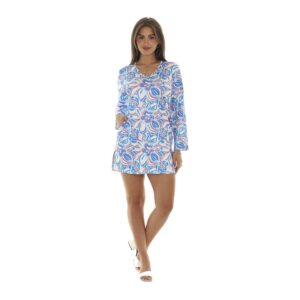 Vestido Sunny Oceans corto M/L UPF50 flores moradas