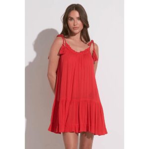 Vestido Elan corto tirantes con borla rojo