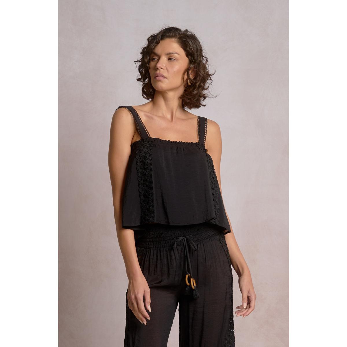 Top Elan flowy encaje negro - Imagen 2