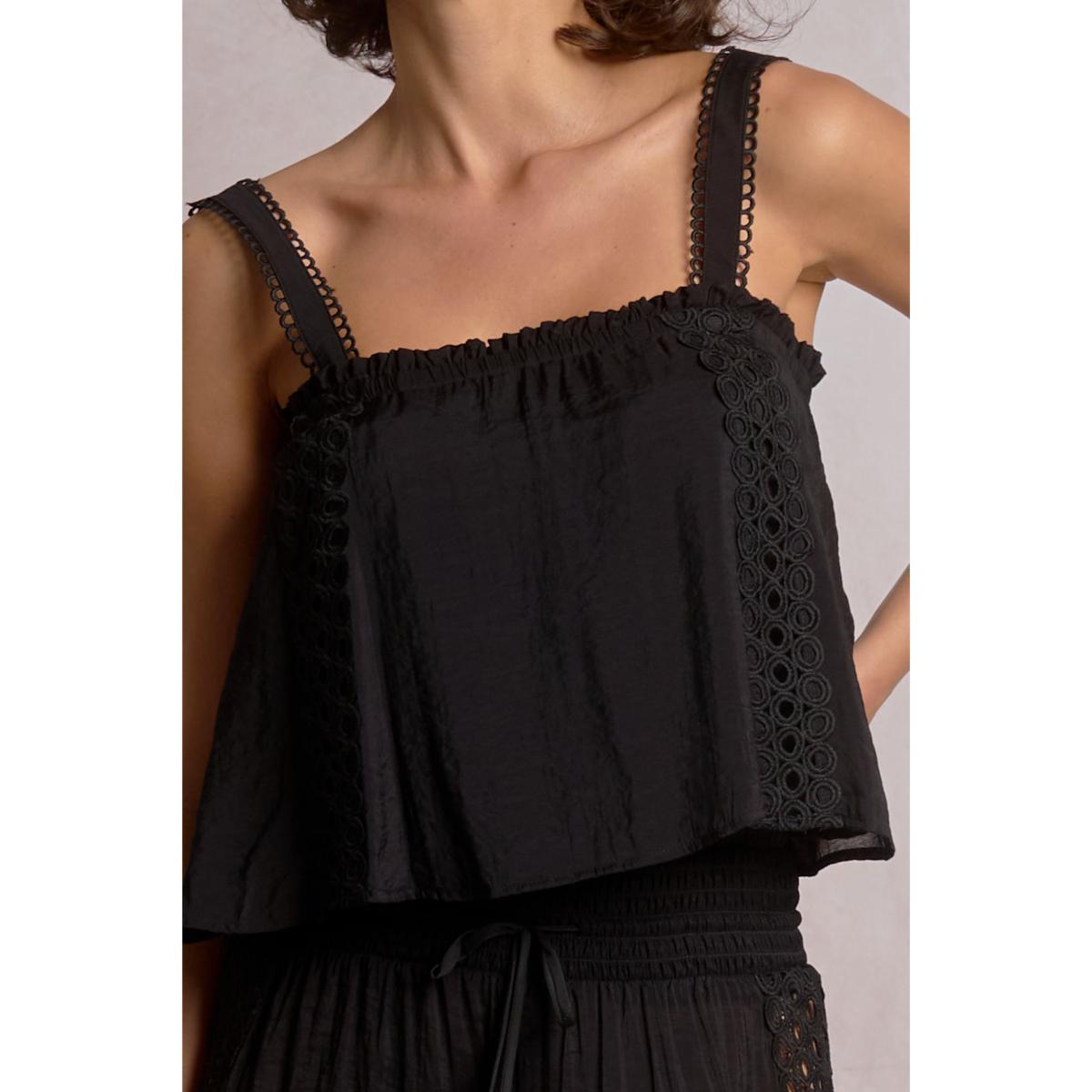 Top Elan flowy encaje negro - Imagen 3