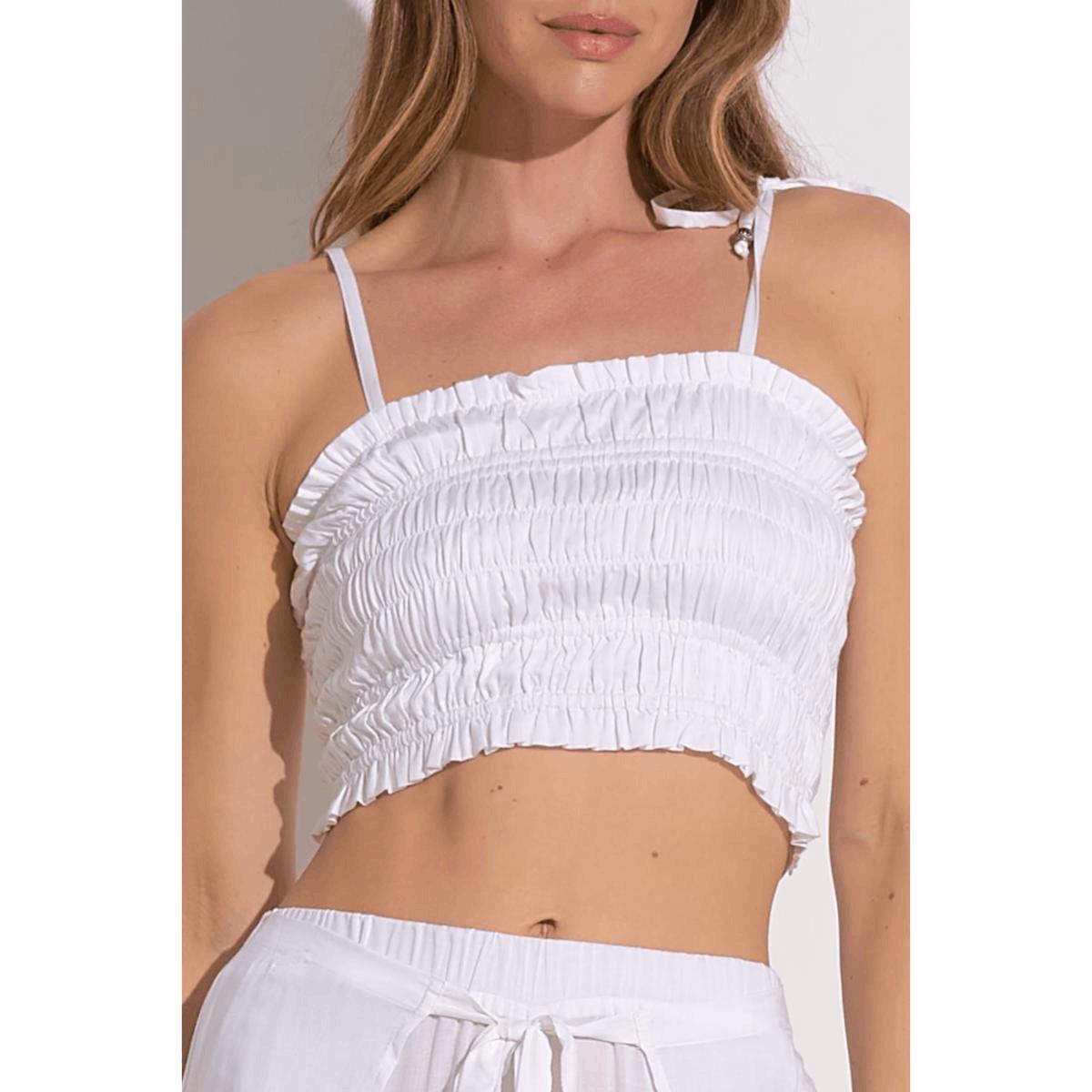 Crop top Elan smocked blanco - Imagen 2