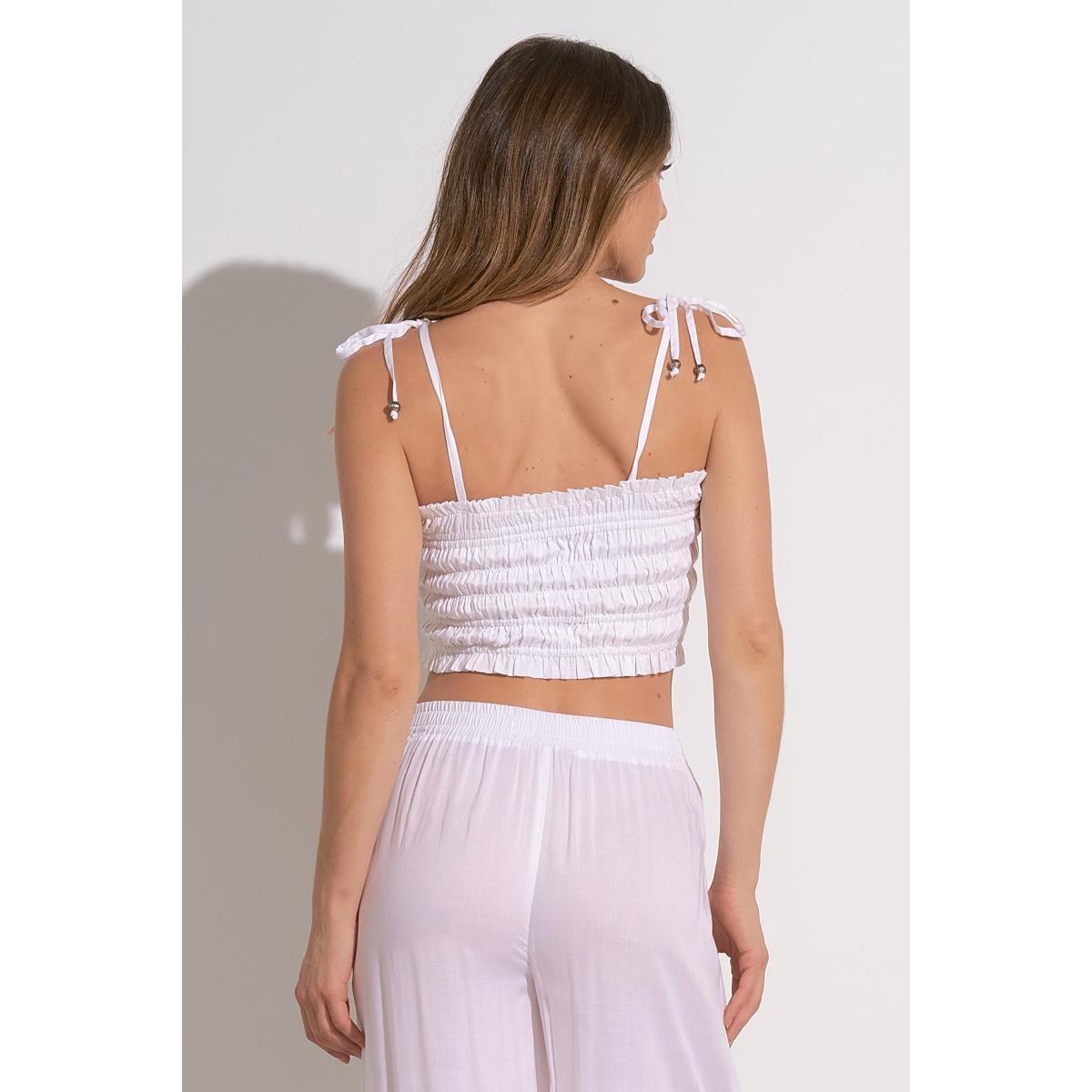 Crop top Elan smocked blanco - Imagen 3