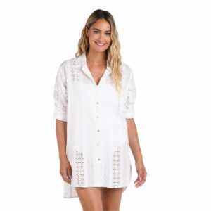 Camisa LB larga eyelet blanca