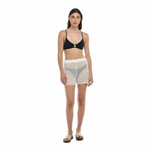 Short Eidon Zia calado crema mujer
