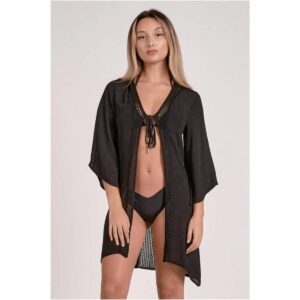 Kimono Sensea corto crochet negro