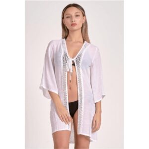 Kimono Sensea corto crochet blanco
