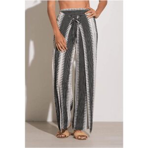 Pantalon Sensea wrap leg blanco/negro