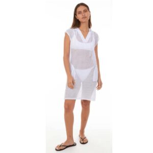 Salida Exist corta blanca calada con capuchon mujer