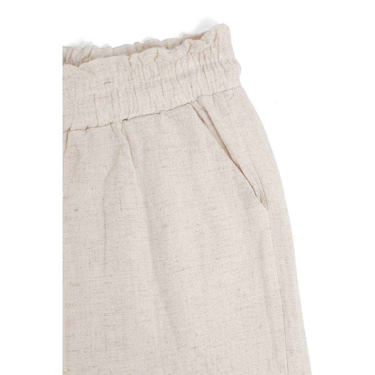 Pantalon Jasmine tipo lino solido beige - Imagen 4