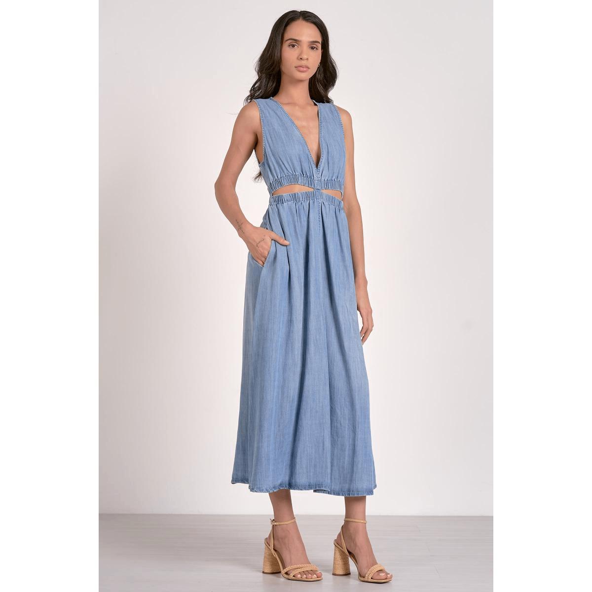 Vestido Elan largo denim cut out - Imagen 2