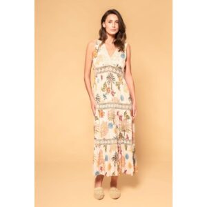 Vestido Z&L largo Asilah beige con flores