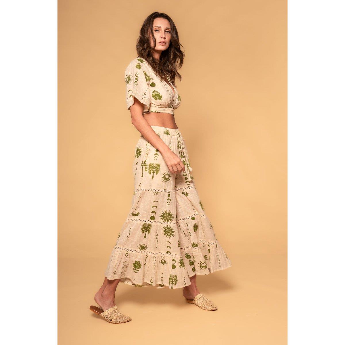 Pantalon Z&L Empress blanco con verde - Imagen 2