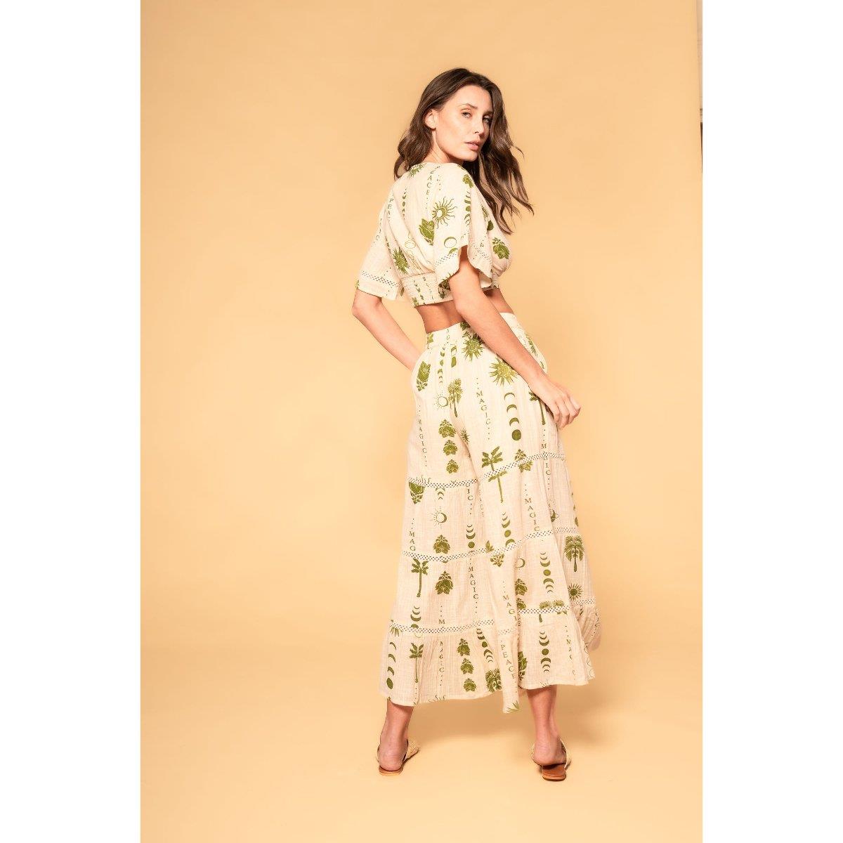 Pantalon Z&L Empress blanco con verde - Imagen 3