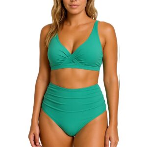 Bikini Beach Party SS 2 pz cintura alta esmeralda mujer