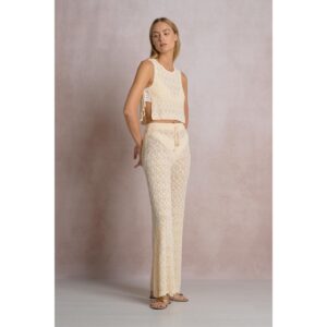 Top Elan crochet beige abierto a los lados