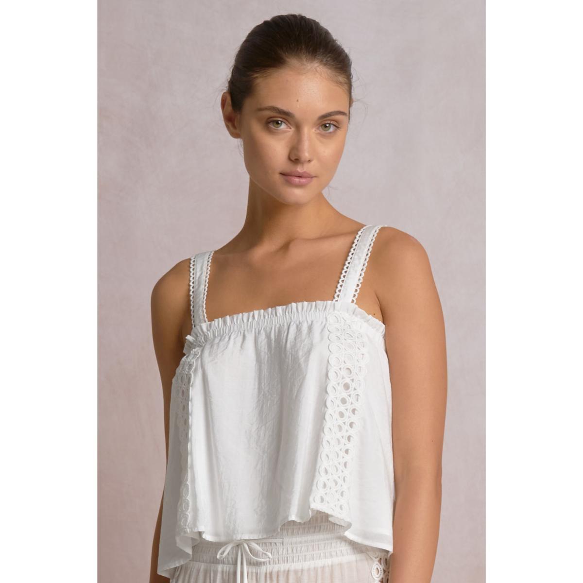 Top Elan flowy encaje blanco - Imagen 3