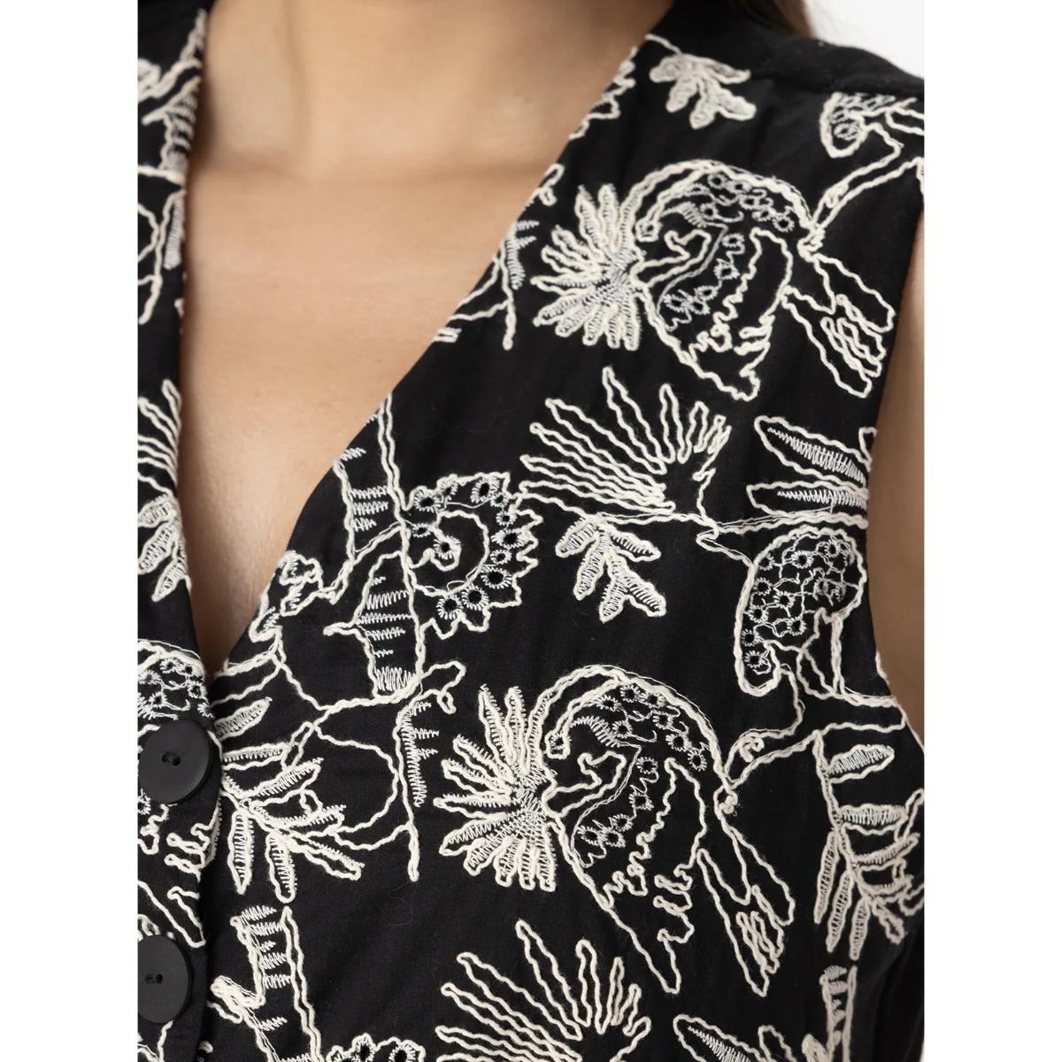 Chaleco Garotas negro bordado - Imagen 3