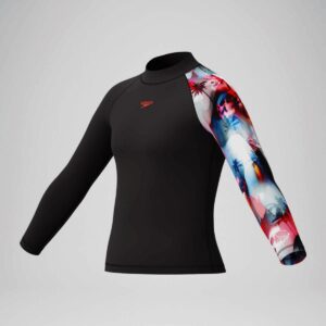 Rashguard Speedo M/L Endurance+ niño negro/palmeras tie-dye