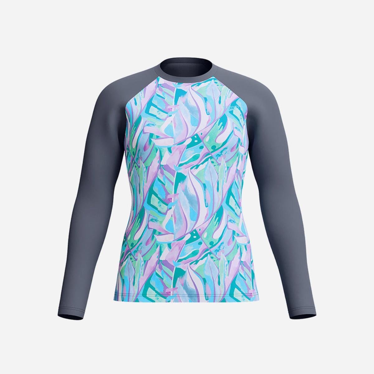 Rashguard Speedo M/L mujer gris/estampado pastel