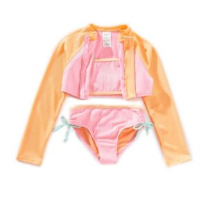 Set crop rashguard M/L y bikini Angel Beach 3pz On The Coast niña 7-16yr