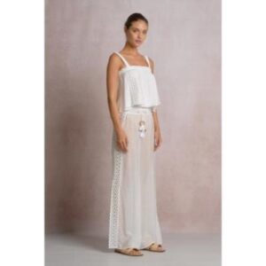 Pantalon Elan encaje a un lado blanco